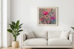Floral wall art painting in modern living room – hand-painted poppy flower canvas by Artzera Gallery