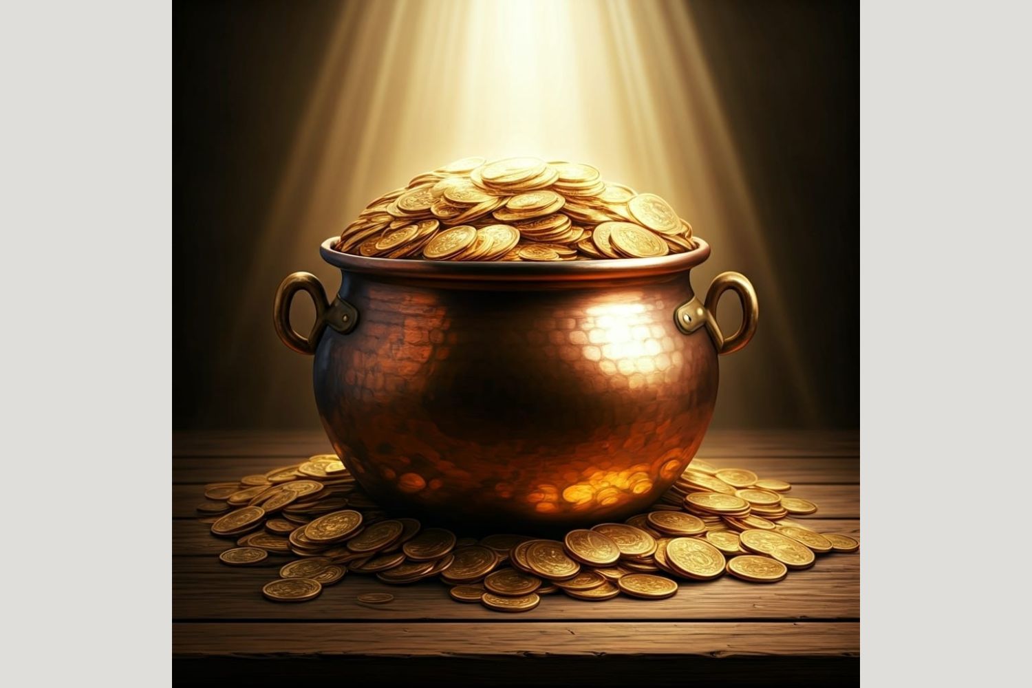 Pot of Gold Treasure – Digital Art by Artzera Gallery Pot of Gold Treasure Digital Artwork – Golden Coins & Copper Pot