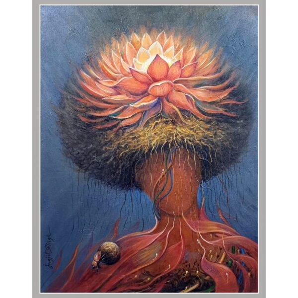 Soul’s Liberation symbolic surrealism acrylic painting, 36×46 inches, original canvas art