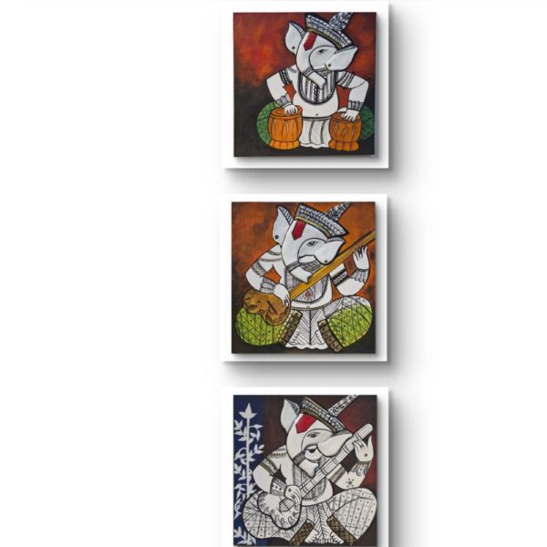 Rhythms of Divinity set of 3 full view – acrylic painting by ArtZera
