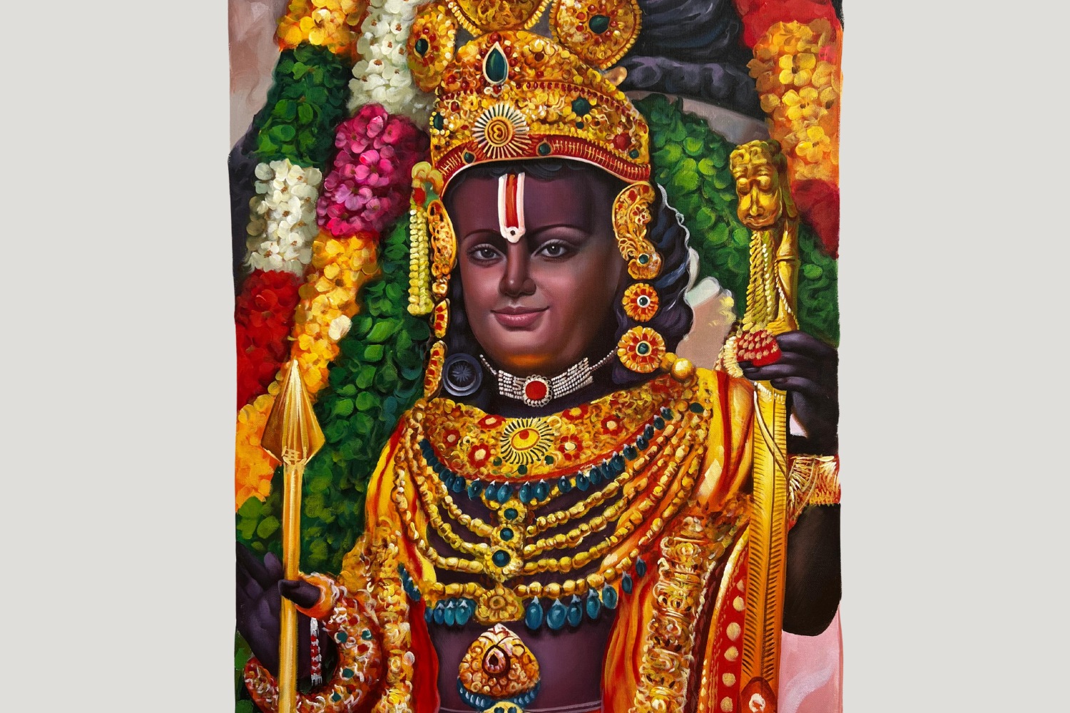 84 Divine Glory of Shri Ram painting full view – spiritual acrylic on canvas artwork by ArtZera