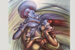 Eternal Melody of Radha and Krishna painting full view – spiritual acrylic on canvas artwork by ArtZera