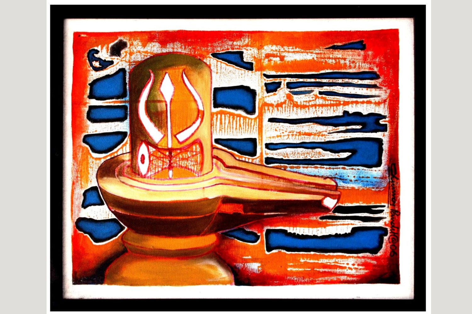 87 Shiva Linga painting full view – spiritual acrylic on canvas artwork by ArtZera