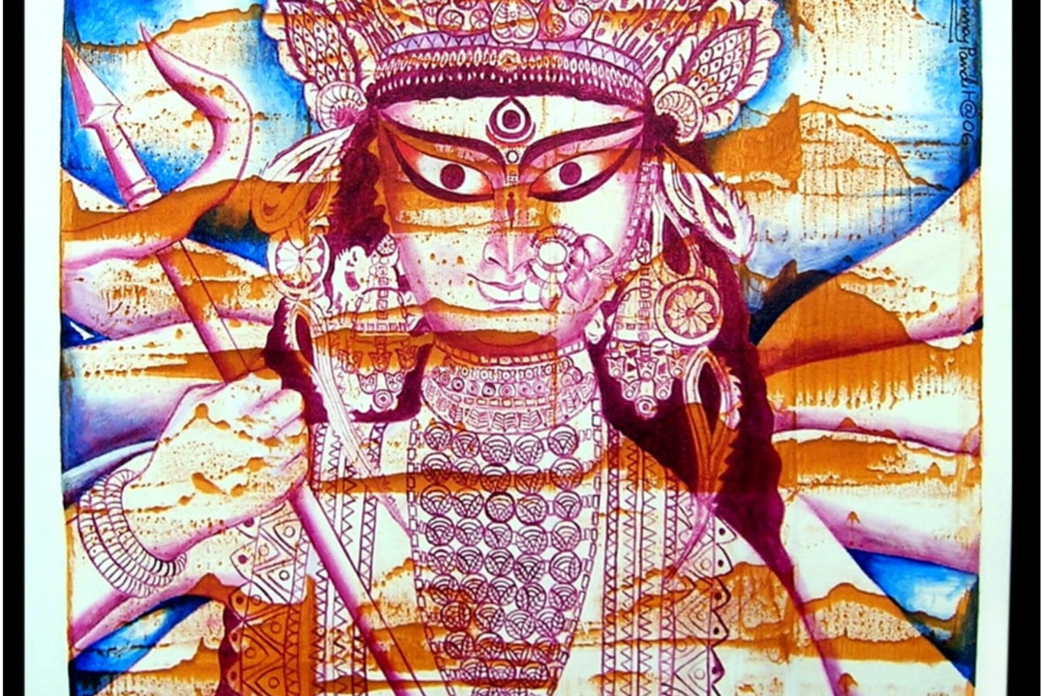Devi Durga Painting – Divine Strength and Grace Devi Durga painting full view – acrylic on canvas by ArtZera