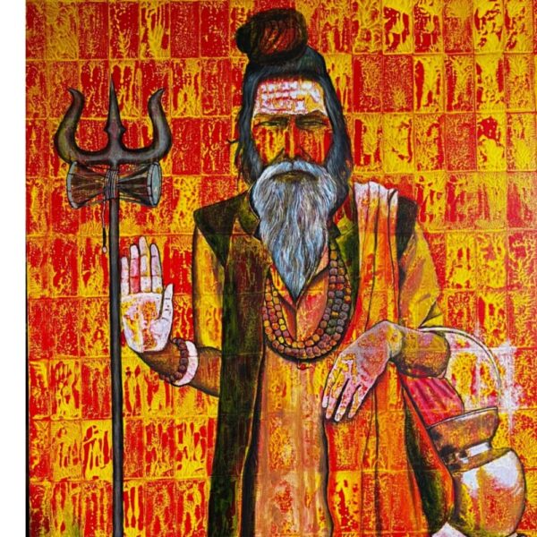 Sadhu Baba painting full view – acrylic on canvas by ArtZera