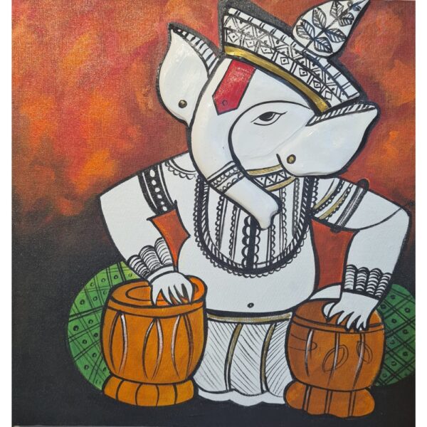 Rhythms of Divinity full view – acrylic painting of Lord Ganesha by ArtZera