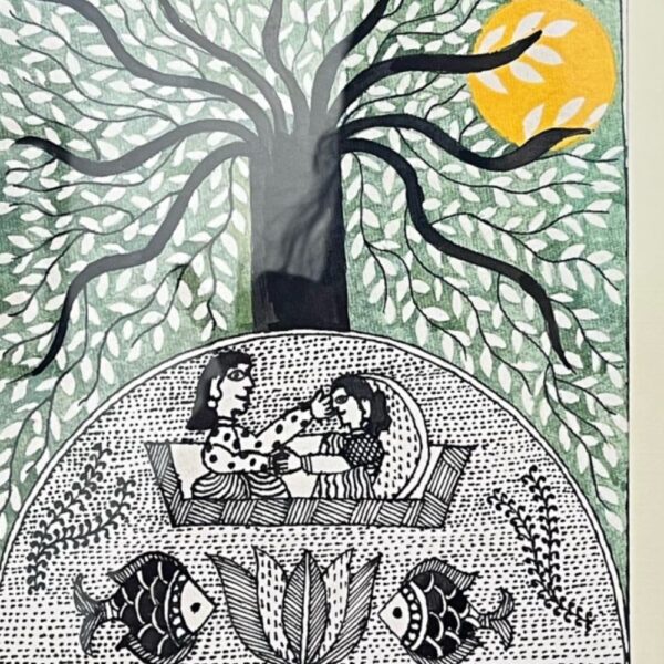 Madhubani Art – Traditional Tree & Figures Folk Painting